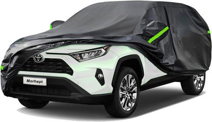 Car Cover Waterproof All Weather for Automobiles, Outdoor Full Exterior Covers for Sedan Black(Suggest Car Length from 194"-208")