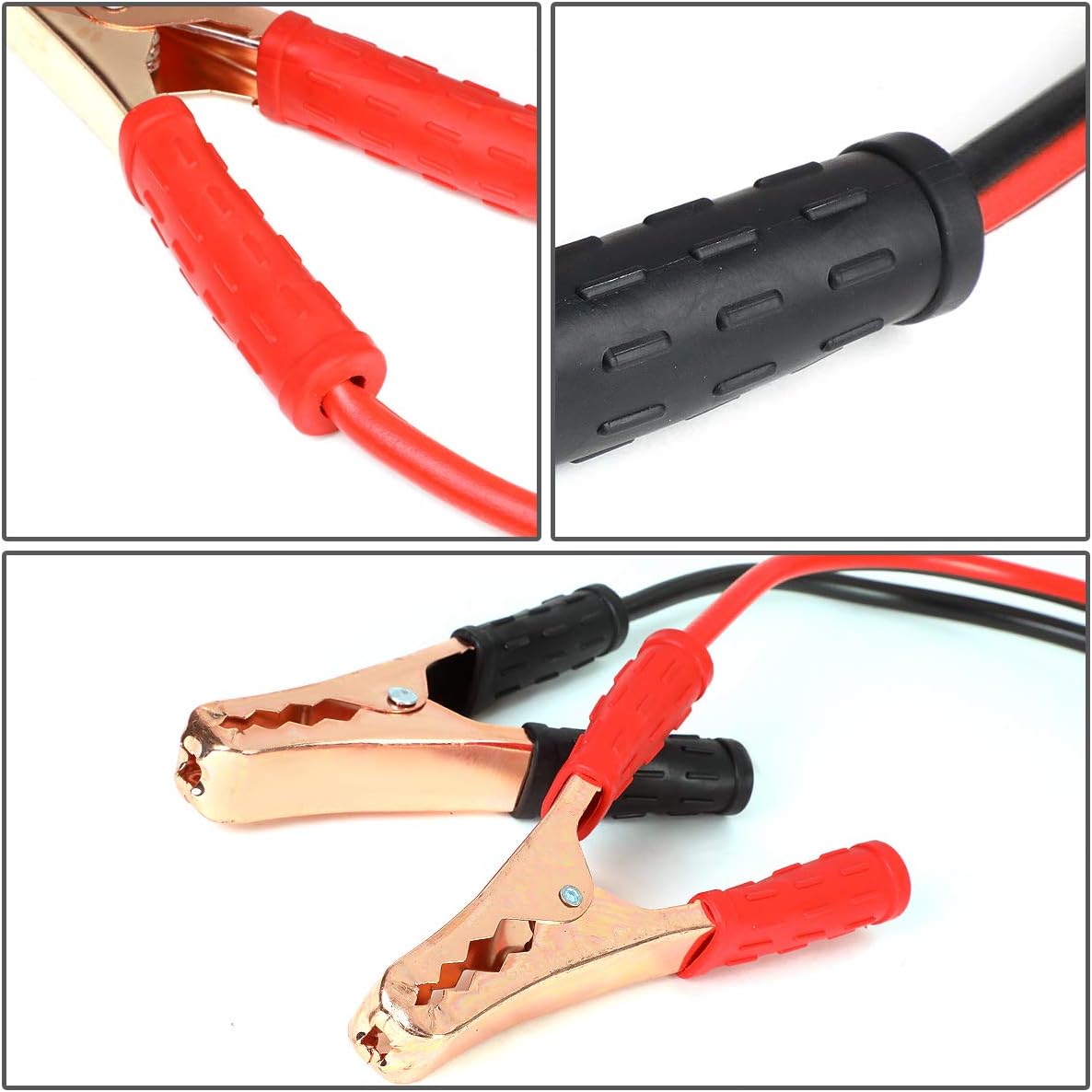 DNA MOTORING 12ft 10Gauge Jumper Cables for Car Battery, Heavy Duty Automotive Booster Cables for Jump Starting Dead or Weak Batteries, BBC-T1