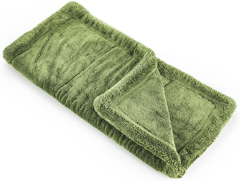 The Rag Company, The Liquid8r, Absorbent 70/30 Blend Microfiber Drying Towel for Cars, Trucks, and SUVs, Safe for Detailing, Scratch-Free, Twist Loop, 1100 GSM, 20x24 Inches, Aqua Blue/Grey