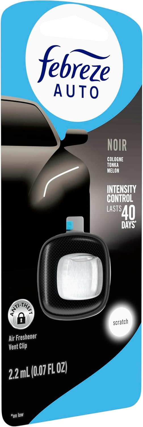 Febreze AUTO Air Freshener, Odor-Fighting Automotive Vent Clip, Midnight Storm Scent, 8 Count