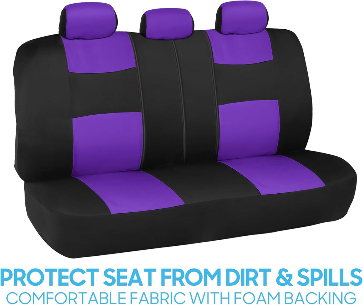 BDK PolyPro Car Seat Covers Full Set in Charcoal on Black – Front and Rear Split Bench for Cars, Easy to Install Cover Set, Accessories Auto Trucks Van SUV