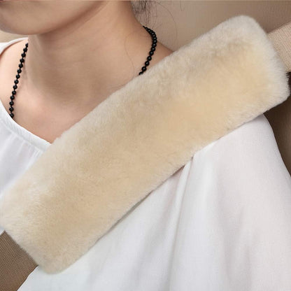 OGLAND Authentic Sheepskin Car Seat Belt Pad,2 Pack Soft Seat Belt Cover for Shoulder Pad Neck Cushion Protector Car Accessories by Genuine Natural Merino Wool (Misty Gray) - Colors A