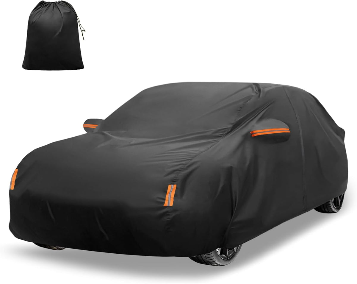 X AUTOHAUX Car Cover for Honda Civic Sedan/Coupe 210D-PU Outdoor Full Car Cover All Weather with Door Zipper for Waterproof Windproof Sun Rain Snow Protection