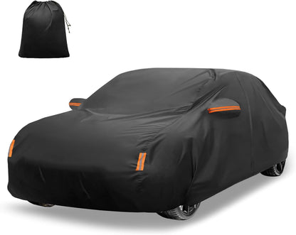 X AUTOHAUX Car Cover for Honda Civic Sedan/Coupe 210D-PU Outdoor Full Car Cover All Weather with Door Zipper for Waterproof Windproof Sun Rain Snow Protection