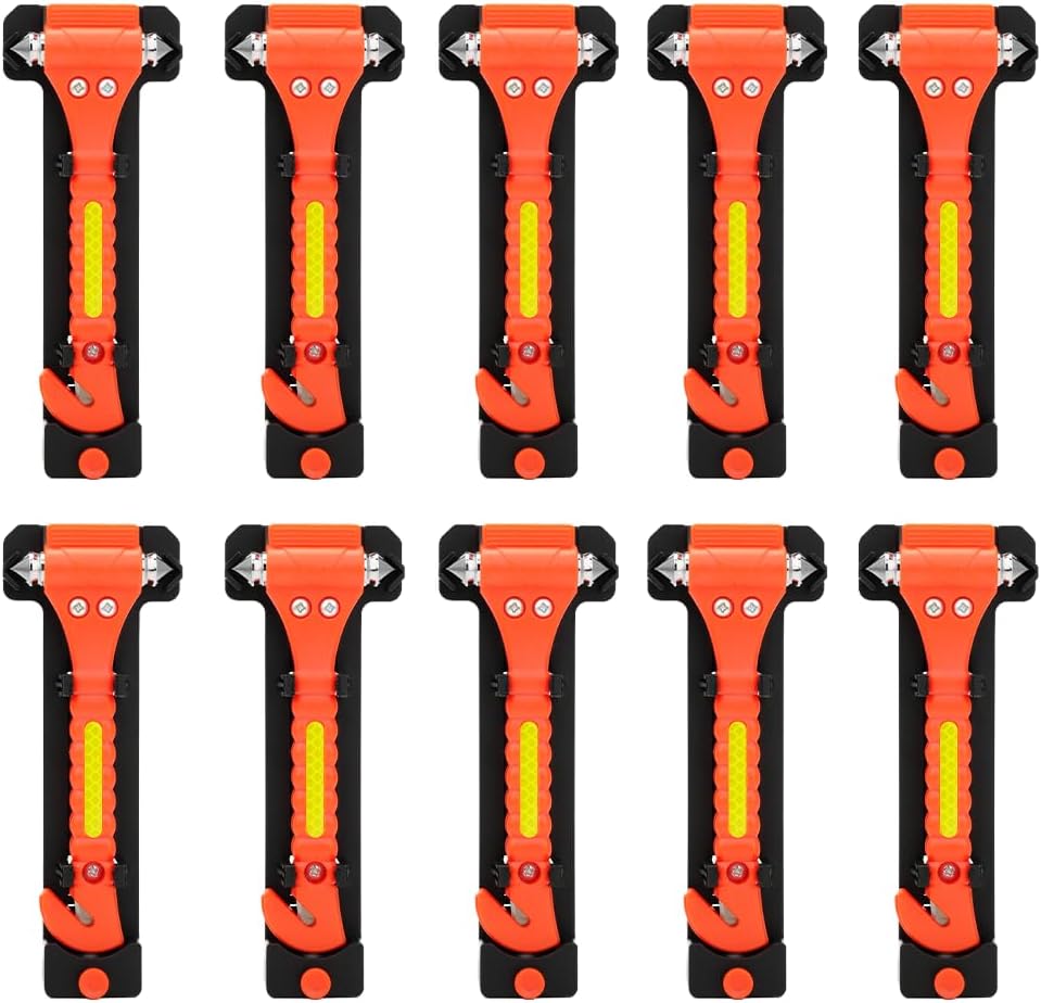 SINSEN Car Safety Hammer Set of 2 Emergency Escape Tool Auto Car Window Glass Hammer Breaker and Seat Belt Cutter Escape 2-in-1 for Family Rescue & Auto Emergency Escape Tools