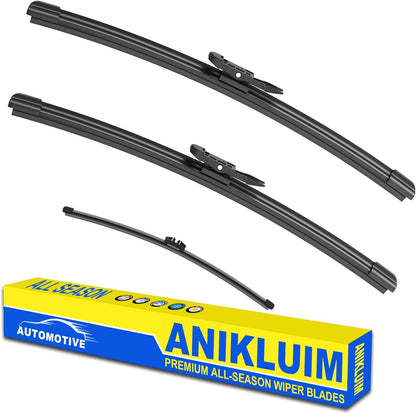 ANIKLUIM® 28"+28" Wiper Blades with 16" Rear Wiper Blade Set Replacement for 1996-2007 Caravan Town & Country Windshield Wipers Original Factory Quality (Pack of 3) - Colors A