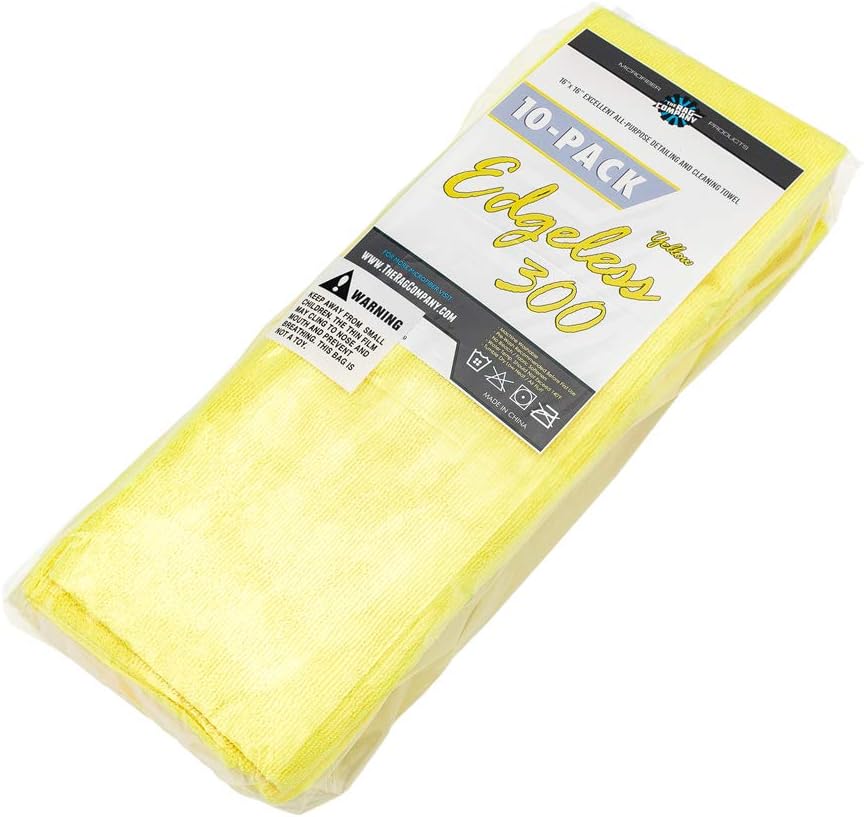 The Rag Company - Edgeless 300 - Microfiber Detailing Towels, Perfect for Removing Polishes, Sealants, and Glaze; Great for Interior Cleaning and Dirty Jobs; 300GSM, 16in x 16in, Light Blue (10-Pack)