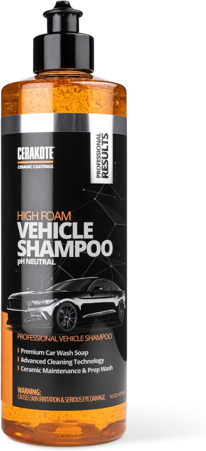 CERAKOTE High Foam Vehicle Shampoo (32 oz. Bottle) - pH Neutral Premium Car Wash Soap - Ceramic Coating Prep and Maintenance - Citrus Scent - Maximum Suds