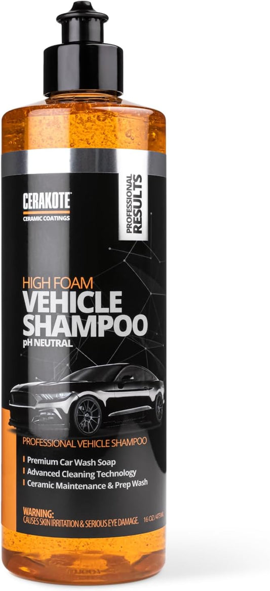 CERAKOTE High Foam Vehicle Shampoo (32 oz. Bottle) - pH Neutral Premium Car Wash Soap - Ceramic Coating Prep and Maintenance - Citrus Scent - Maximum Suds