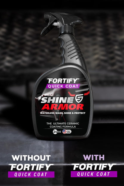 SHINE ARMOR Fortify Quick Coat: 3-in-1 Waterless Car Wash Spray with Ceramic Coating - Car Wax, Paint Protector, and Cleaner for Trucks, Bikes and SUVs, Made in USA, 16floz