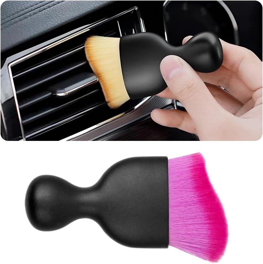 Blilo Car Interior Detailing Brush, Auto Soft Hair Cleaning Brushes, Curved Dirt Dust Collectors, Removal Tool for Dashboard Air Conditioner Vents Leather, Scratch Free (Black/1PCS)