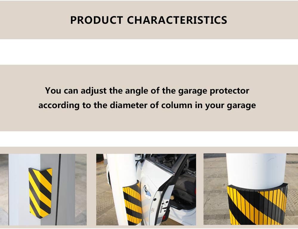 Garage Wall Protector Foam Wall Column Guard for Parking Garages - Reflective Edge Protector - 4 Pack Pole Guard - Wall Edge and Bumpers Guards