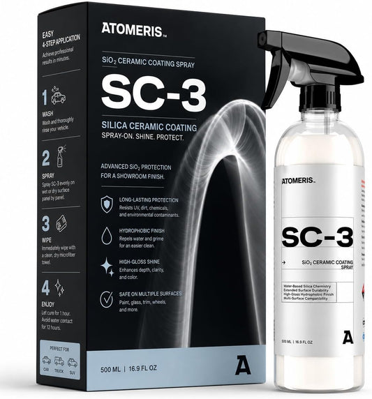 ATOMERIS™ SC-3 Ceramic Spray Coating for Cars - 16.9 fl oz - High Gloss Hydrophobic Paint Sealant & Ceramic Coating Spray - Professional Car Wax Protection