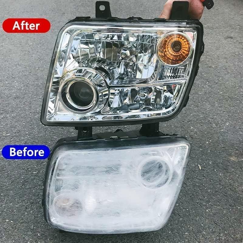 Headlight Restoration Car Headlight Lens Scratch Repair Polish Tool with 100 ml Restoration Liquid,Auto Headlight Vapor Renovation Kit with UV Block Coat to Remove Yellowing/Scratch/Haze/Oxidation