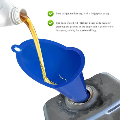 Oil Funnel, Multi-Purpose Plastic Long Neck Oil Funnel, Automotive Use Funnels for Filling Oils Lubricants Water Diesel, Kitchen Funnels for Filling Bottles Jars (Black)