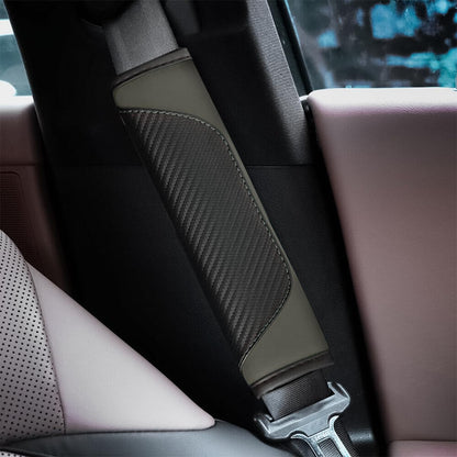 AUCELI 2PCS Car Seat Belt Cover, Carbon Fiber Seatbelt Shoulder Strap Covers, Breathable Leather Soft Harness Pad Protect Your Neck and Shoulder Compatible with Cars