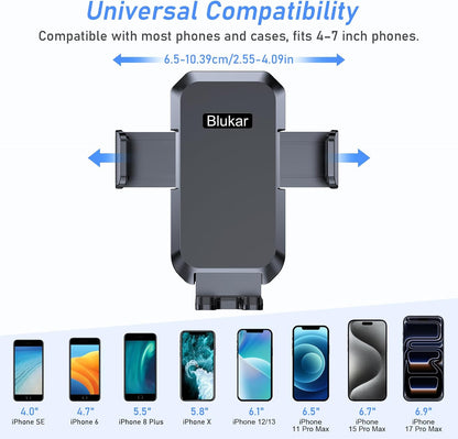 Blukar Car Phone Holder Mount, Super Stable Air Vent Cell Phone Car Mount with 2025 Metal Hook Clip, 360° Rotation,One Button Release for iPhone, Galaxy, Google, and All Other Smartphones