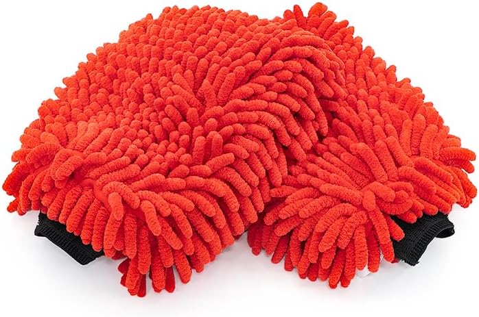 The Rag Company - Premium Chenille Microfiber Knobby Wash Mitts - Perfect for Car Washing and Detailing; Scratch-Free, Lint-Free, Double-Sided, Plush, and Absorbent; Lime Green + Blue (2-Pack)