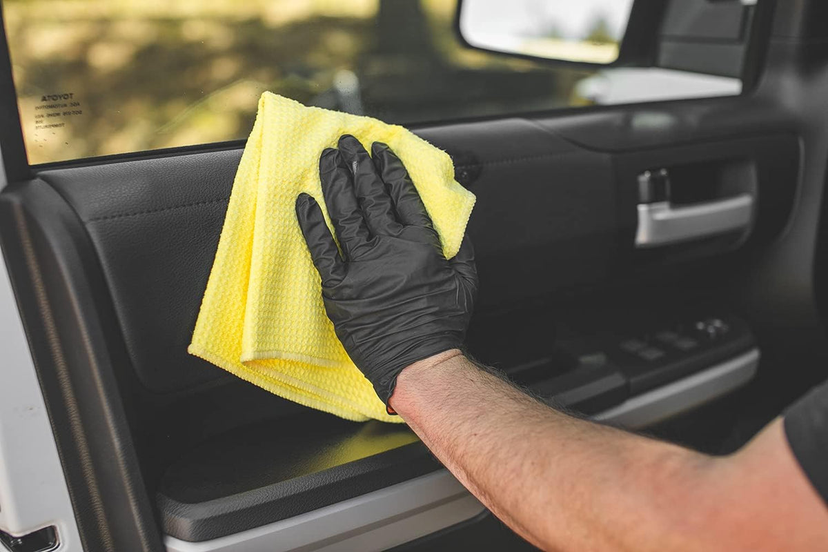 The Rag Company - Standard Waffle Weave Towels, Microfiber Detailing, Window/Glass and Drying, Wax & Polish, Lint-Free, Streak-Free, 370gsm, 16in x 16in, Light Blue (3-Pack)