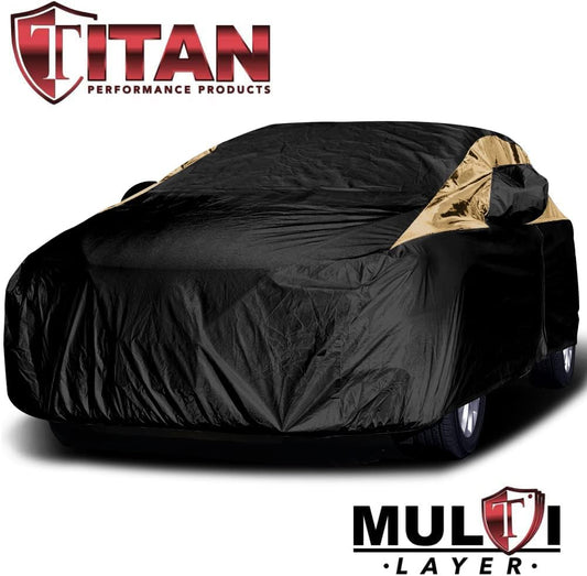 Titan Premium Multi-Layer PEVA Car Cover for Compact SUV 170-187". Waterproof, UV Protection, Anti-Scratch Protective Lining, Driver-Side Zippered Opening. Fits Rav4, Rogue, CR-V and More.