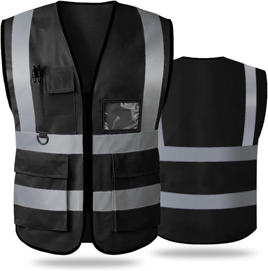 Reflective Safety Vest for Women Men High Visibility Security With Pocket Zipper Front Meet ANSI/ISEA Standard