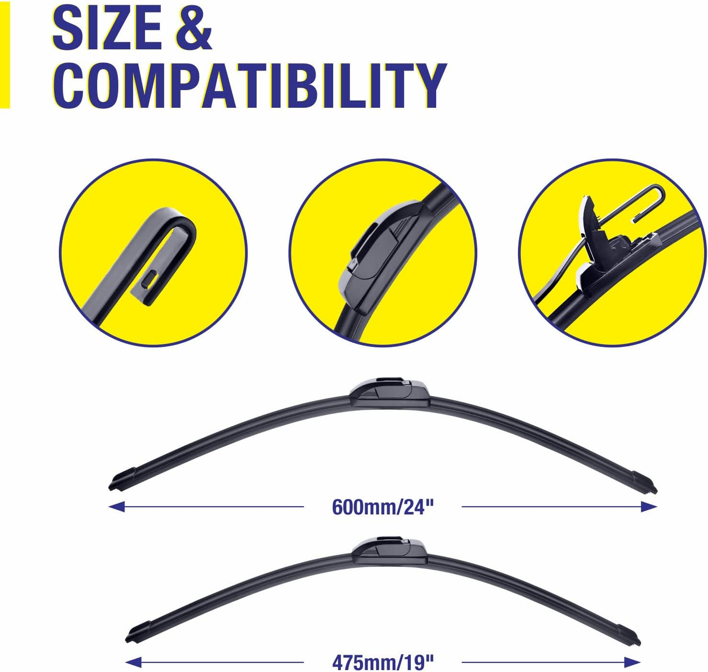 20"-2 Pack Windshield Wiper Blades Replacement For Ford F150 F250 F350 F450 F550 2008-1999 Expedition 2006-1999 Explorer 2010-2005 Mustang 2004-1999, Windshield Wiper Blades For My Car