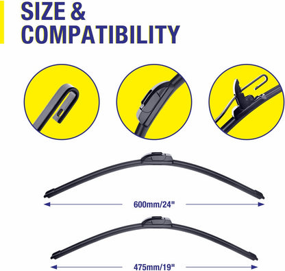 20"-2 Pack Windshield Wiper Blades Replacement For Ford F150 F250 F350 F450 F550 2008-1999 Expedition 2006-1999 Explorer 2010-2005 Mustang 2004-1999, Windshield Wiper Blades For My Car