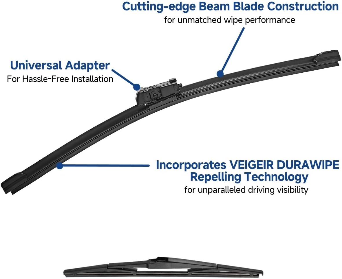 3 Pack Windshield Wiper Blades Compatible with Mazda CX-5 2017-2025 and CX-9 2016-2023, Front and Rear, 24" 18" 14" - Colors B