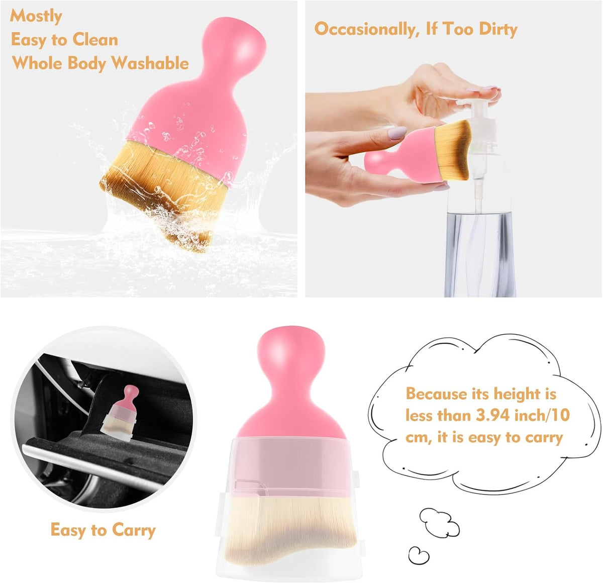 Car Interior Cleaning Brush Car Duster Interior with Ultra Soft Bristles Auto Detailing Brushes Dusting Car Accessories for Dashboard, AC Vents, Leather, Scratch-Free (1Pack)