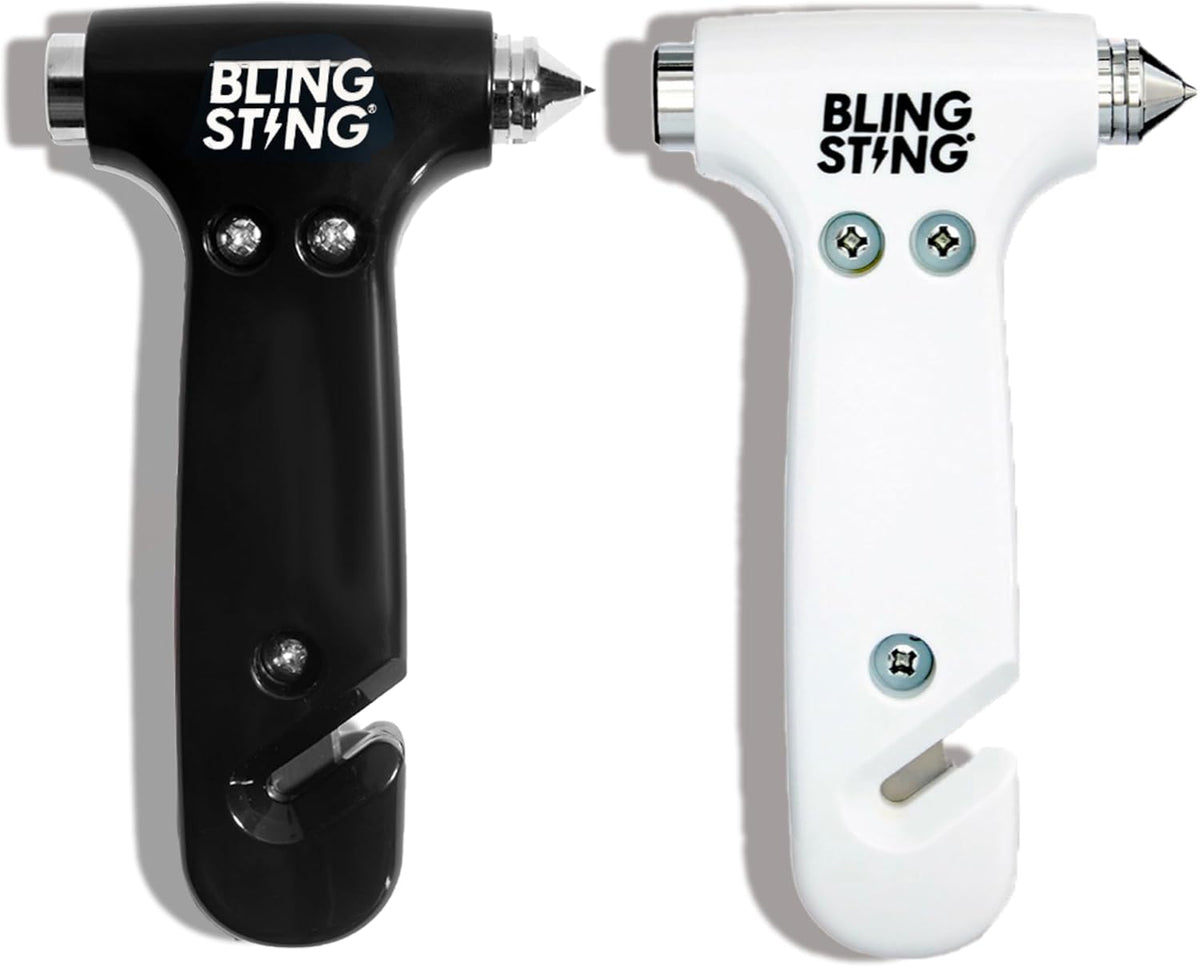 BLINGSTING Safety Hammer - Emergency Automotive Escape Tool with Window Breaker, Seat Belt Cutter & Adjustable Car Visor Strap - Tempered Glass Breaker - Steel Blade - Rose Gold (1 Count)