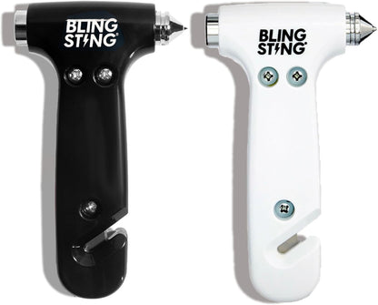 BLINGSTING Safety Hammer - Emergency Automotive Escape Tool with Window Breaker, Seat Belt Cutter & Adjustable Car Visor Strap - Tempered Glass Breaker - Steel Blade - Rose Gold (1 Count)
