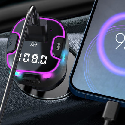 Bluetooth 5.3 Car Adapter, PD &QC3.0 Fast Charging FM Radio Transmitter for Car, Radio Bluetooth Receiver, Hands-Free Calling, U Disk & Colorful Light