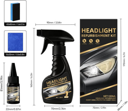 Headlight Restoration Kit, Headlight Cleaner & Sealant - Pro Grade 10X Brighter Removes Yellow Haze & Cloudiness, Restore Headlights for Crystal Clear Lenses, Car Accessory for Night Driving Safety