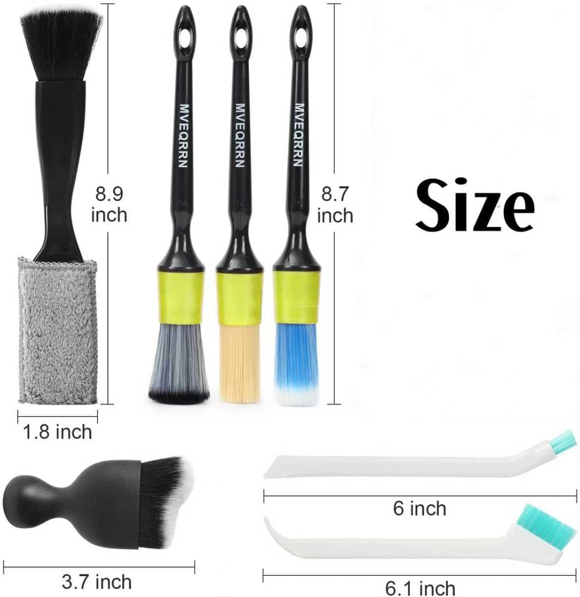 10PCS Car Detailing Brush Set,Boars Hair Car Cleaning Detail Brush kit,Ultra Soft No Scratch Car Dust Brush,Car Interior Detailing Brushes Kit,Detail Brushes Car Detailing for Interior Exterior(green)