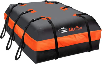 MeeFar Rooftop Cargo Carrier Car Roof Bag 21 Cubic Feet 100% Waterproof Car Top Carrier, Fits All Vehicle with/Without Rack,Include Anti-Slip Mat,10 Reinforced Straps,6 Door Hooks,Luggage Lock