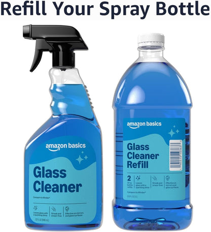Amazon Basics Glass Cleaner, Streak-Free Shine, 32 Fl Oz, Pack of 2 with 1 Sprayer