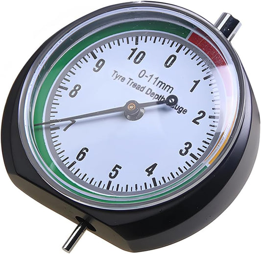 Car Tire Tread Depth Gauge, Dial Type Color Coded Easy Reading Pocket Tire Depth Gauge for Tread Wear, Automotive Tyre Measurement Accessory, Universal for Truck Bus Sedan Motorcycle