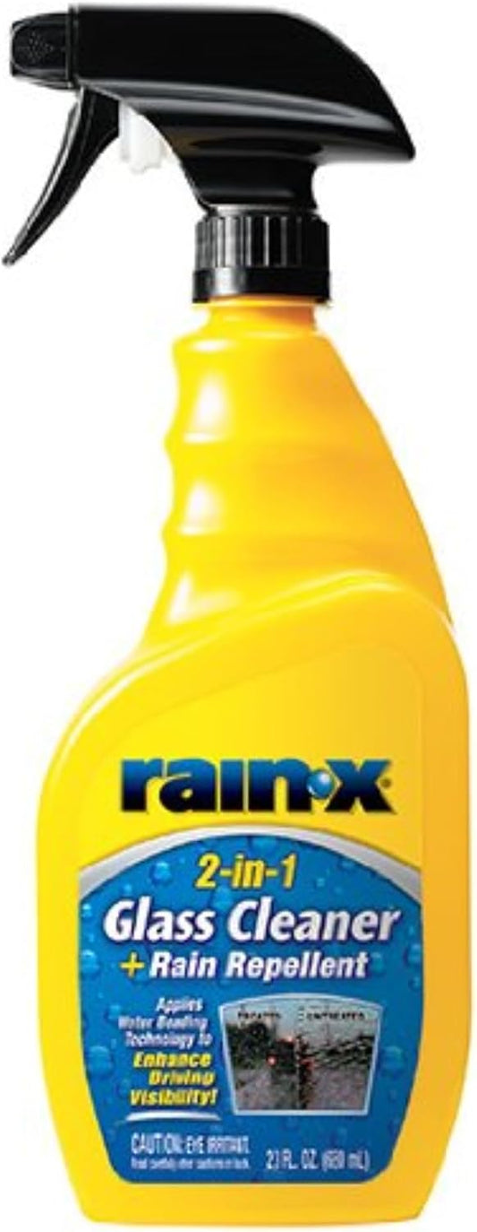 Rain-X 5071268-2 2-in-1 Glass Cleaner and Rain Repellant, 23 oz. (Pack of 2) - Provides a Streak-Free Clean for Automotive Glass While Preventing Sleet, Snow, Ice, and Road Spray Build Up