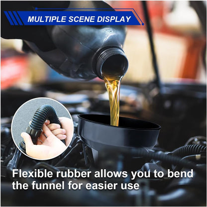 ZIMISI Wide Mouth Oil Funnel with Handle, Flexible Funnel with Hose Extension, Mesh Screen Filter, Oil Change Funnels for Automotive Use, Fits Liquid, Diesel, Kerosene, Gasoline (1PCS)