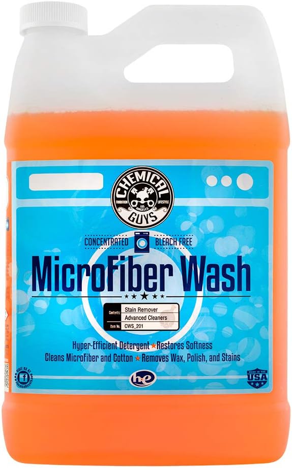 Chemical Guys Microfiber Cleaning Cloth and Car Wash Towel Detergent - Concentrated Cleaner for Towels, Microfiber Cloths, and Pads - Removes Dirt, Wax, Grease, Stains, Orange Scent - 16 oz