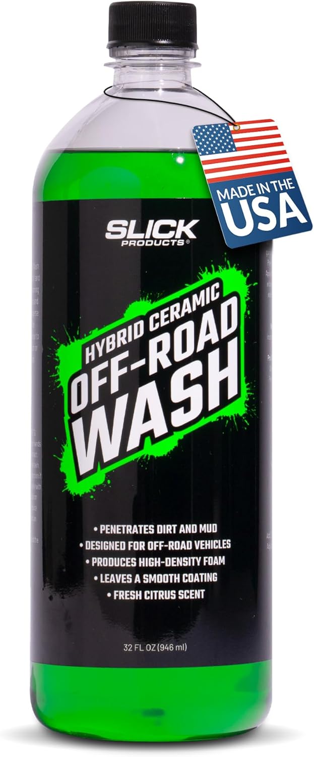 Slick Products Total Off-Road Wash Super Concentrate – Thick Foaming Car Wash Soap with Hybrid-Ceramic Formula for Dirt Bikes ATV UTV Trucks Jeeps and More – Foam Cannon Ready – 128 oz