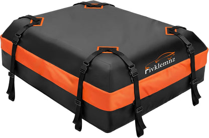 FIVKLEMNZ Rooftop Cargo Carrier - 21 Cubic Waterproof Roof Top Cargo Bag for All Cars SUVs with/Without Rack, Heavy Duty 840D Car Roof Bag with Anti-Slip Mat, 10 Reinforced Straps, 6 Door Hooks & Lock