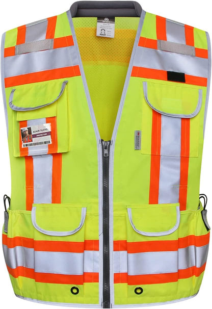 Dib Safety Reflective Mesh Vest ANSI Class 3, High Visibility with Pockets and Zipper, Made with 3M Reflective Tape, Yellow XL