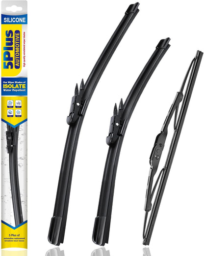 5 PLUS® Silicone Windshield Wipers Replacement for 2007-2014 Ford edge, 2007-2015 Lincoln MKX Wiper Blades(Set of 3),Automotive Replacement Windshield Wiper Blades For My Car-26"/20"/14" - Colors A