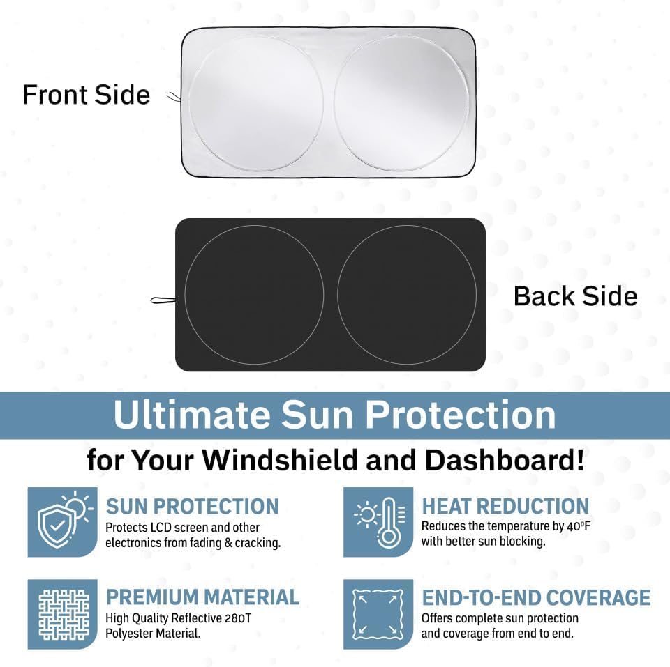 Autovir Sun Shade for Car Windshield - Medium