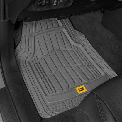Cat® ToughRide™ Heavy-Duty 3 Piece Rubber All Season Floor Mats for Car Truck Van SUV, Black - Premium Trim to Fit Cars Floor Mat, All Weather Deep Dish Automotive Floor Mats, Total Dirt Protection