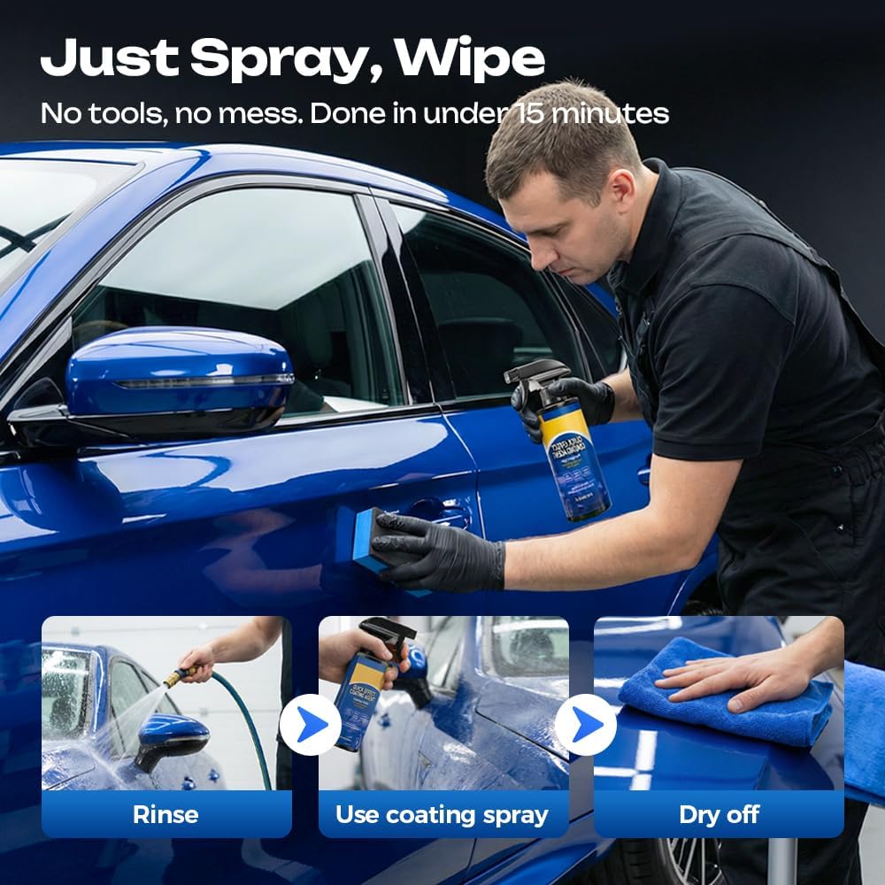 Quick Effect Car Coating Spray, Waterless Wash & Polish, Car Coating Spray for Shine & Protection, Quick Acting Paint Protection and Glass Cleaner (2pcs)