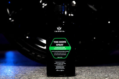 Trinova 33511 Tire Shine Spray No Wipe - Automotive Clear Coat Dressing for Wet & Slick Finish - Keeps Tires Black - with Rubber Protector - Prevents Fading & Yellowing - 18 OZ