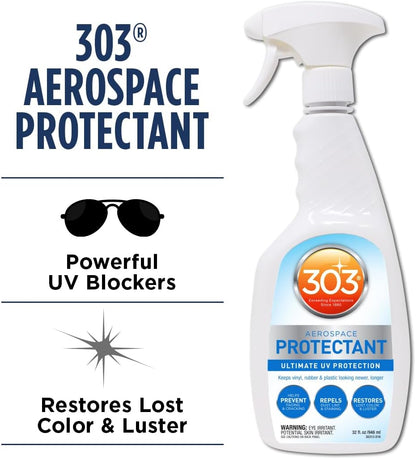 303 Products Aerospace Protectant Spray, UV Protection for Outdoor Surfaces – Protects Vinyl, Plastic & Rubber, Repels Dust & Dirt, Matte Finish, 10 oz