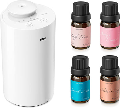 Airversa Waterless Diffuser for Essential Oil, Car Diffsuer, Battery Operated Nebulizer, 0.7 Fl Oz/ 20mL, Mini Scent Air Machine, 3 Timers & 3 Mist Levels for Home, Room, Car, Office - AN6 Black